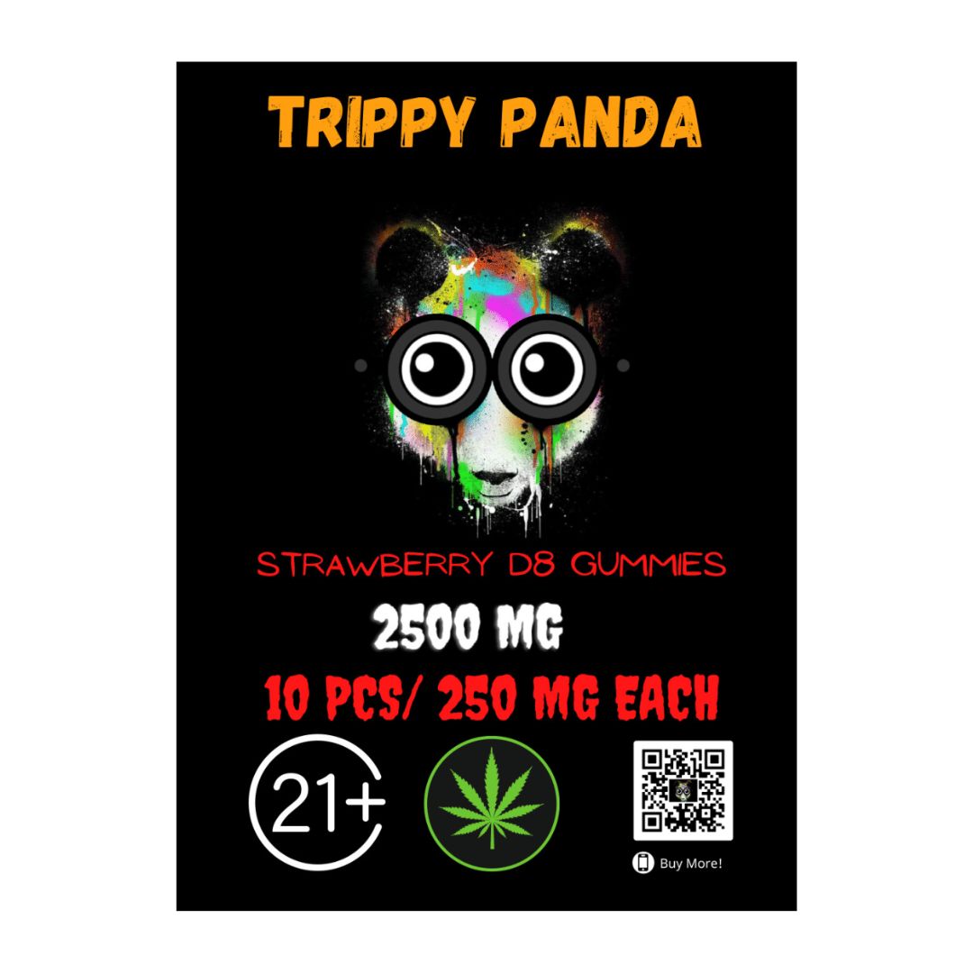 Trippy Panda Vegan Delta-8 Strawberry Gummies – (2500mg Total Delta 8 THC)