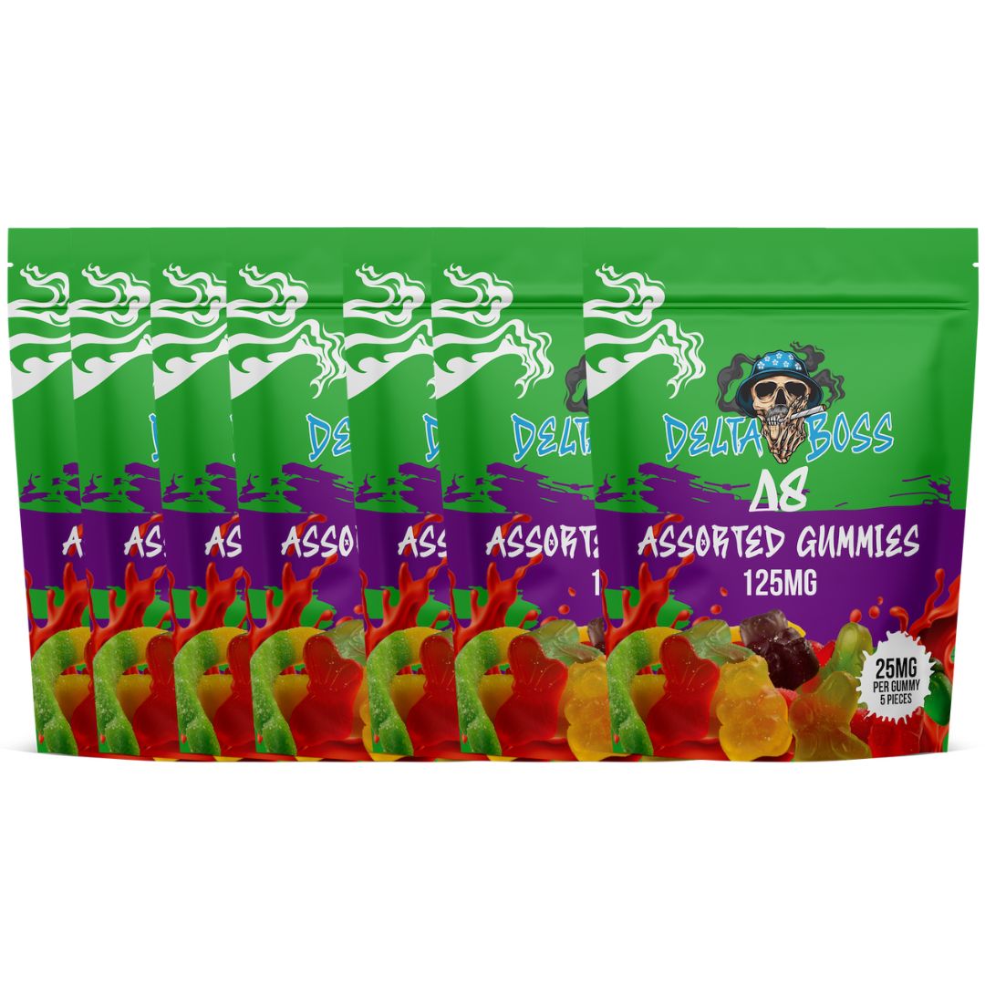 Delta Boss Delta-8 Gummies Assorted – 7 Pack Bundle for the Price of 5 Packs (875mg Total Delta-8 THC)