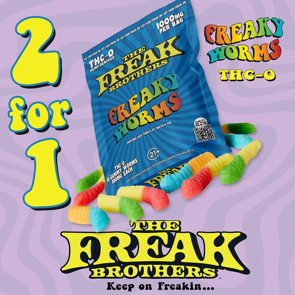 2 FOR 1 DEAL! The Freak Brothers THCO Freaky Worms (1,000mg Total THCO)