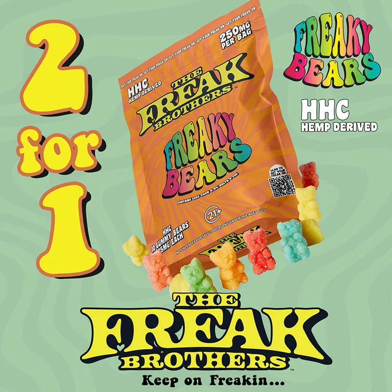 2 FOR 1 DEAL! The Freak Brothers HHC Freaky Bears (250mg HHC Per Bag)