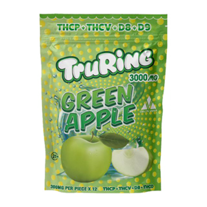 TruRing Green Apple Gummy Rings (3000mg Total THC-P+THC-V+D8+D9)